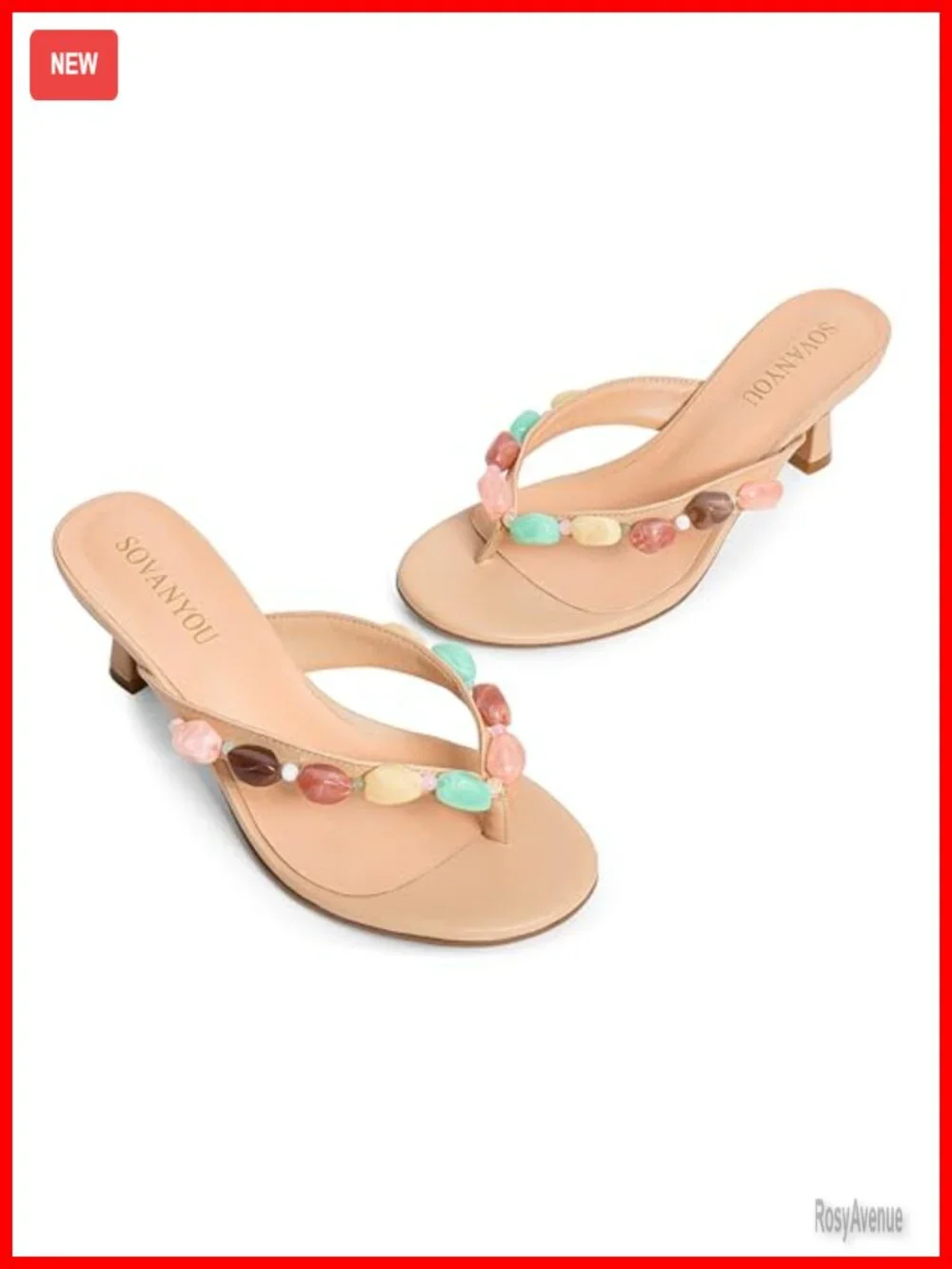 Jeweled Kitten Heels Beaded Flip Flop Sandals Slip On Stone Thong Heels